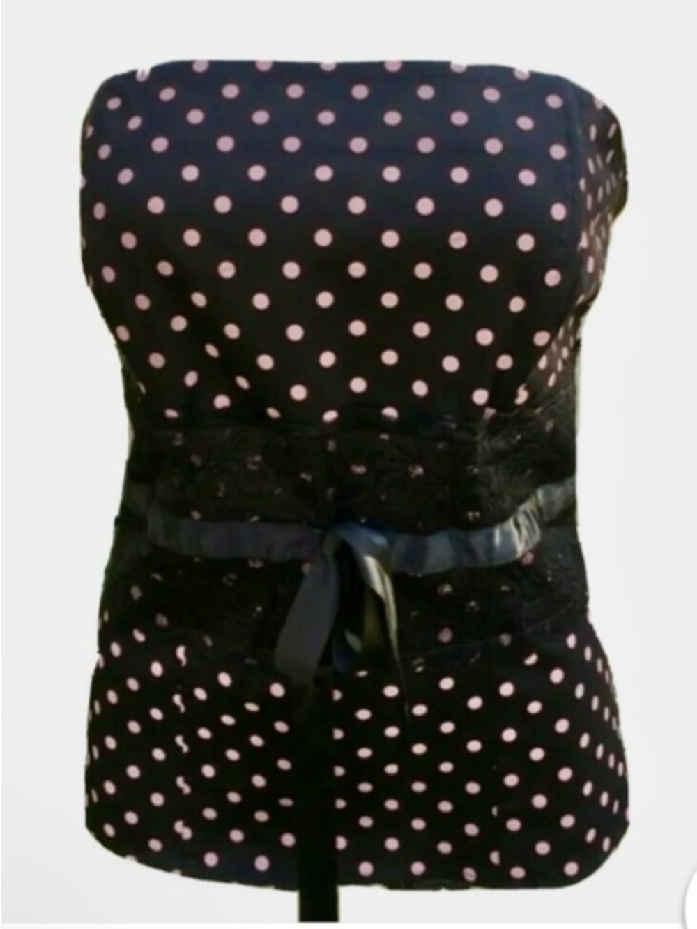 Torrid Bustier with Ribbon Detail - Black with Pink Dots - Size 3X - Like New! - Picture 2 of 7